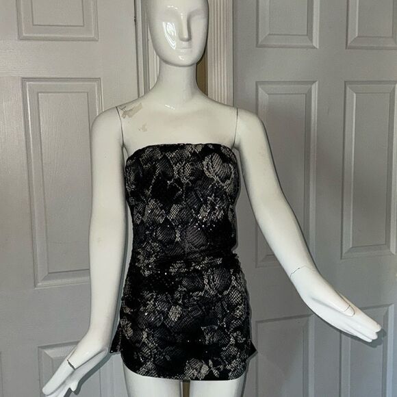 EXPRESS PYTHON PRINT SEQUIN TUBE TOP - Picture 1 of 6